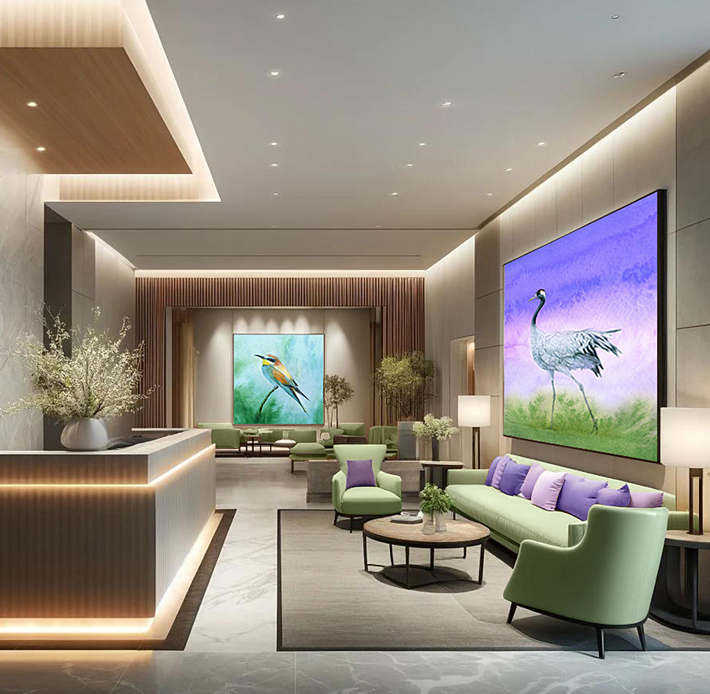 hotel-reception-art-bird-paintings-by-Aga-Grandowicz