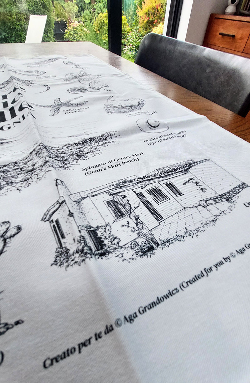 Torre delle Stelle Tea Towel – Illustrated Sardinian Nature & Culture